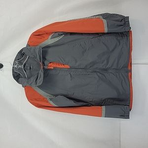 L.L. BEAN Gray Orange Nylon Hooded Windbreaker Jacket
